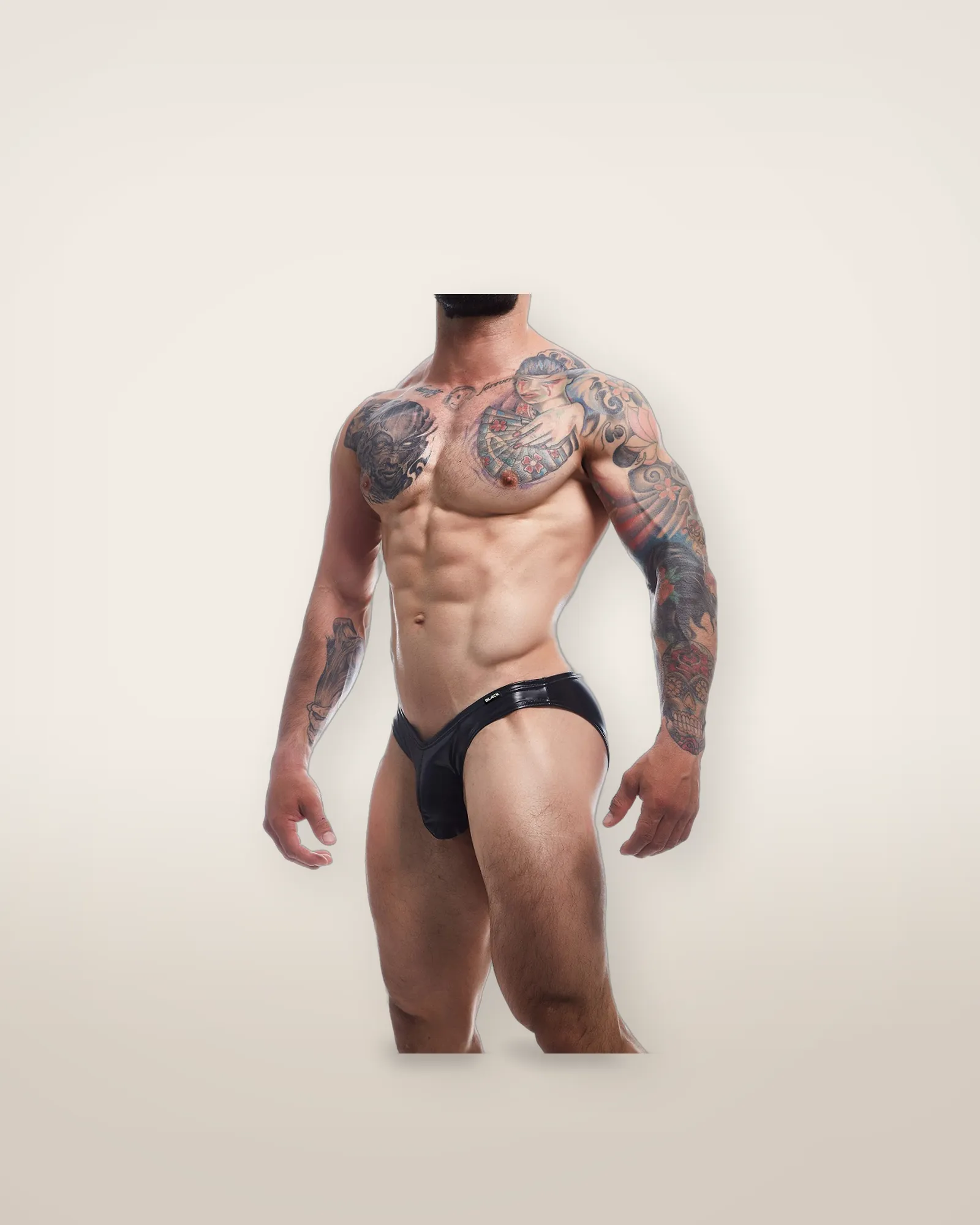 C4M Boost Black Leatherette Bikini Brief, view 2