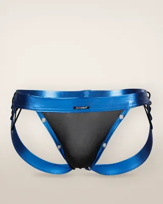 C4M Desire Jockstrap Blue Leatherette, view 2