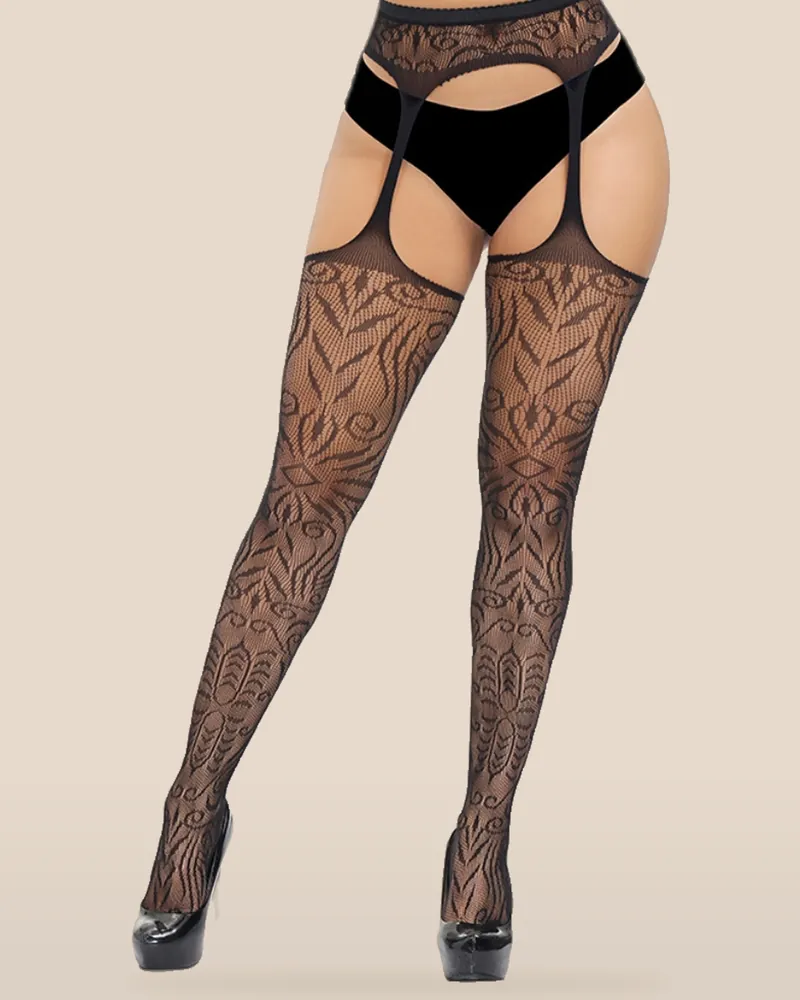 Lace by LJ Plus Size Suspender Pantyhose