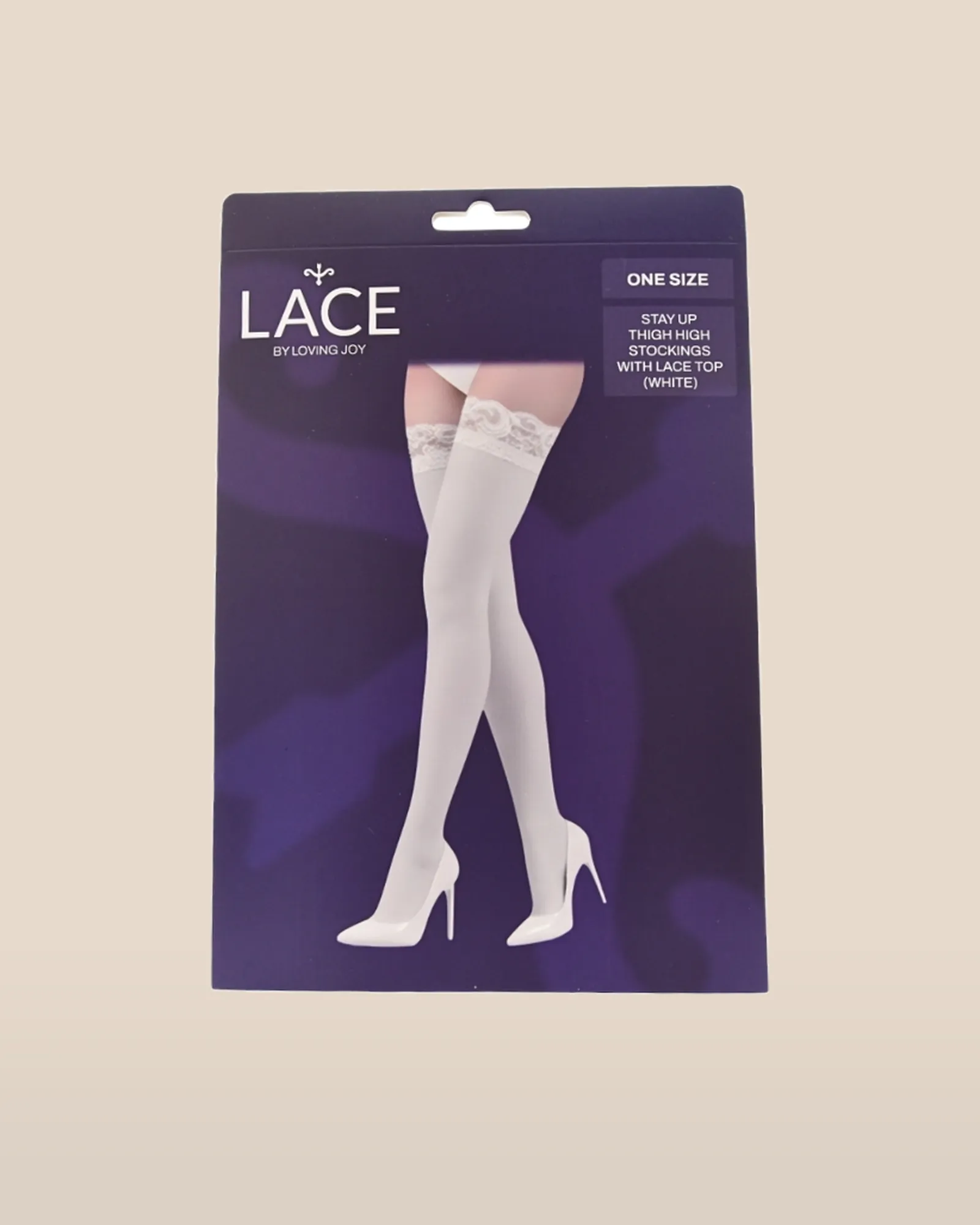 Lace by LJ Stay Up Thigh High Stockings with Lace Top White, view 3