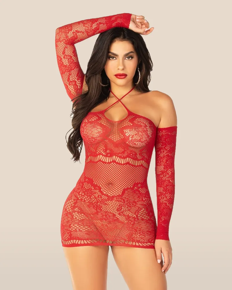 Leg Avenue Seamless Off the Shoulder Mini Dress Red