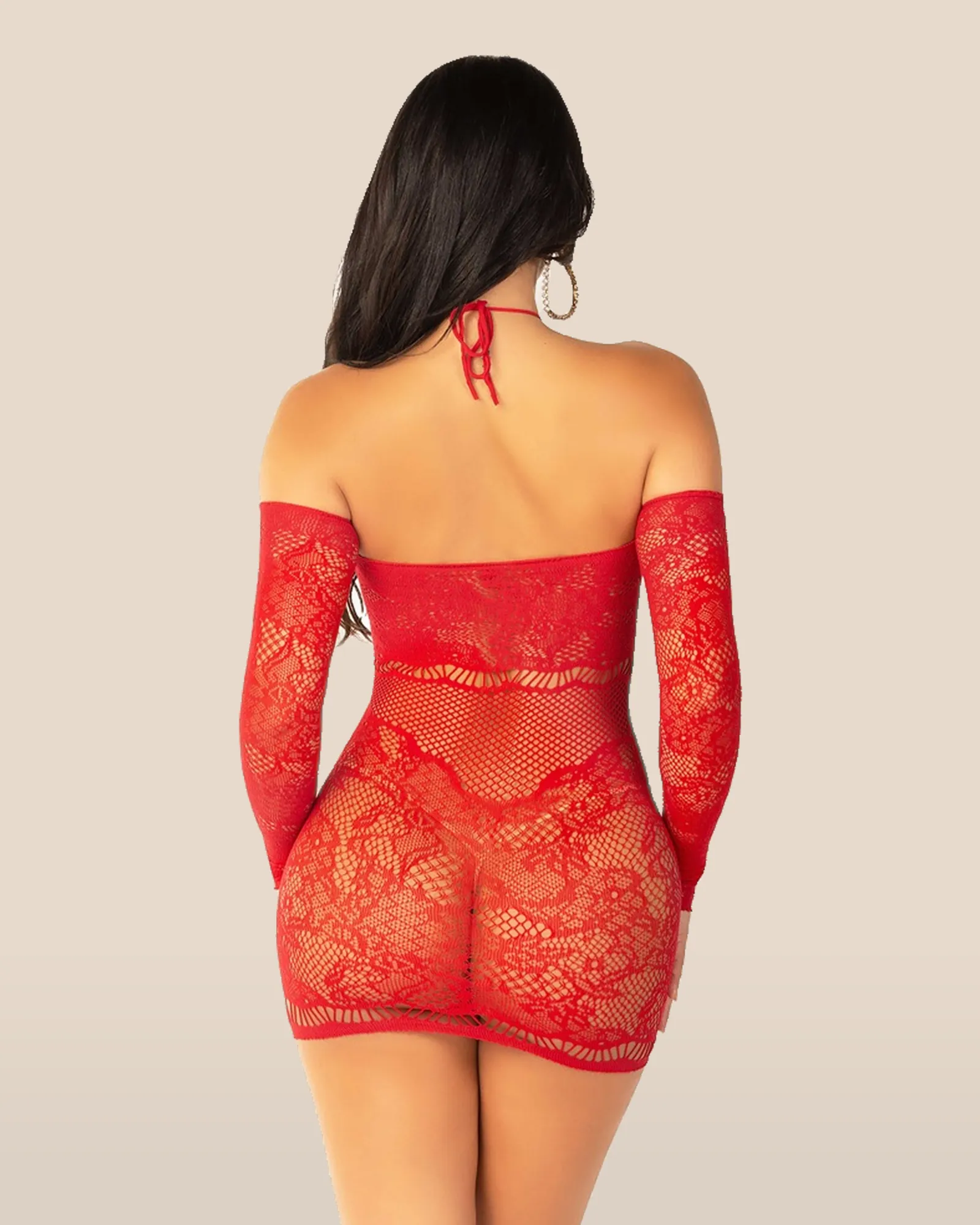 Leg Avenue Seamless Off the Shoulder Mini Dress Red, view 3