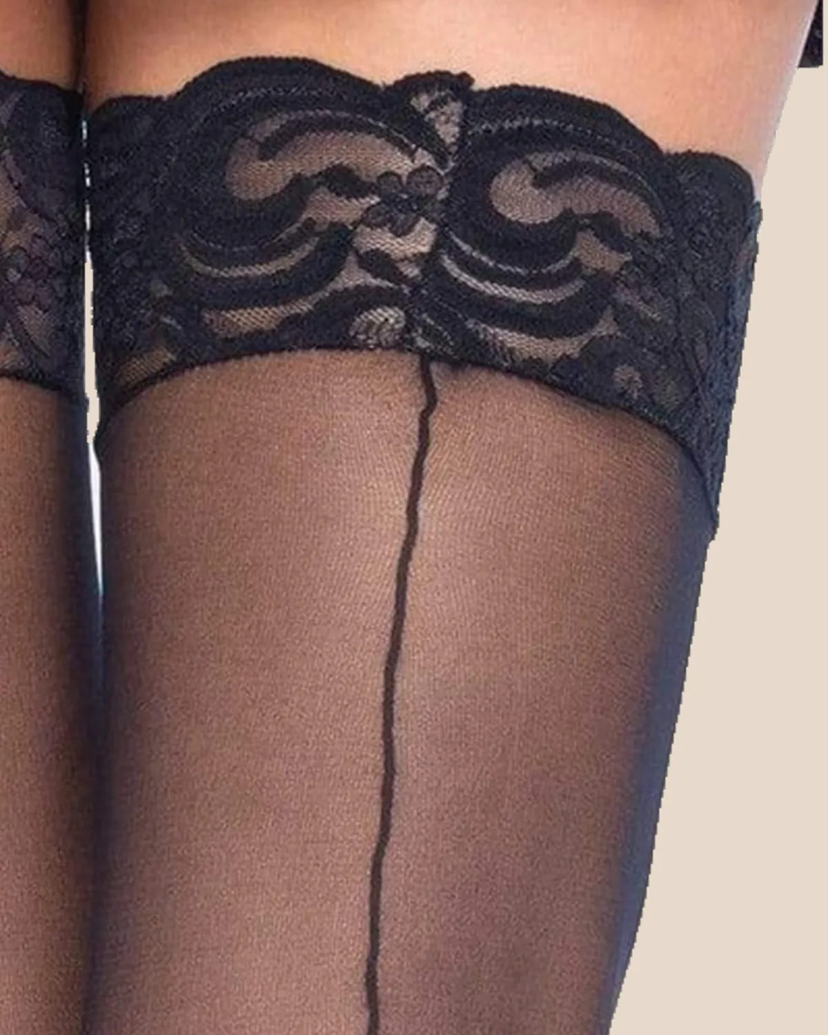 Leg Avenue Sheer Stockings With Backseam-Black, view 3