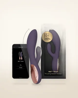 LELO Ina Thrust Thrusting Rabbit Vibrator Purple Twilight, view 3