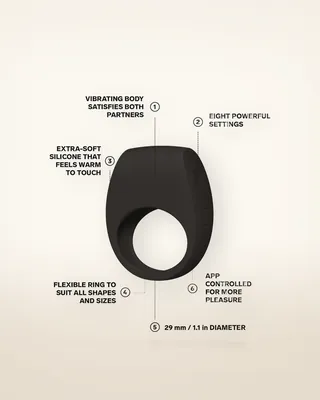 LELO Tor 3 App Controlled Cock Ring Black, view 4