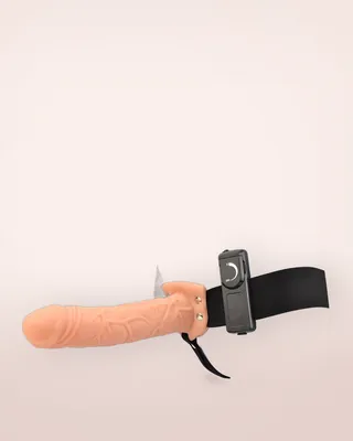 Loving Joy 8 Inch Vibrating Hollow Strap On Vanilla, view 1