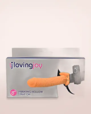 Loving Joy 8 Inch Vibrating Hollow Strap On Vanilla, view 4