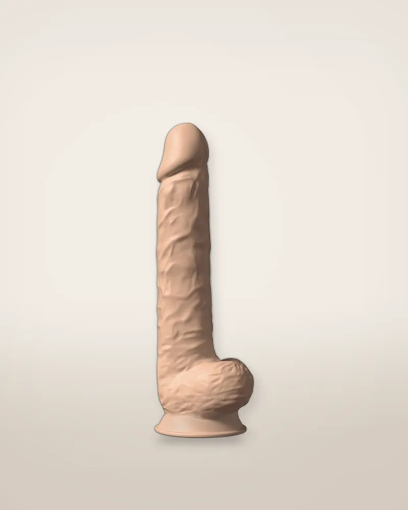 SilexD 15 inch Realistic Silicone Dual Density Dildo with Suction Cup with Balls