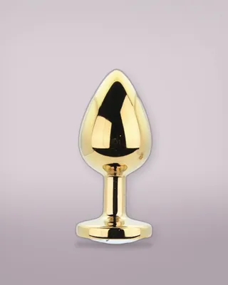 Toosh Metal Butt Plug Gold Set of 3 Clear Stone, view 2