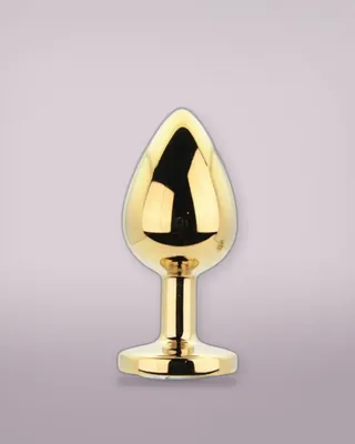 Toosh Metal Butt Plug Gold Set of 3 Clear Stone, view 3